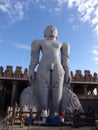 The statue of Gommateshvara Bahubali, Sravanabelagola, India Royalty Free Stock Photo